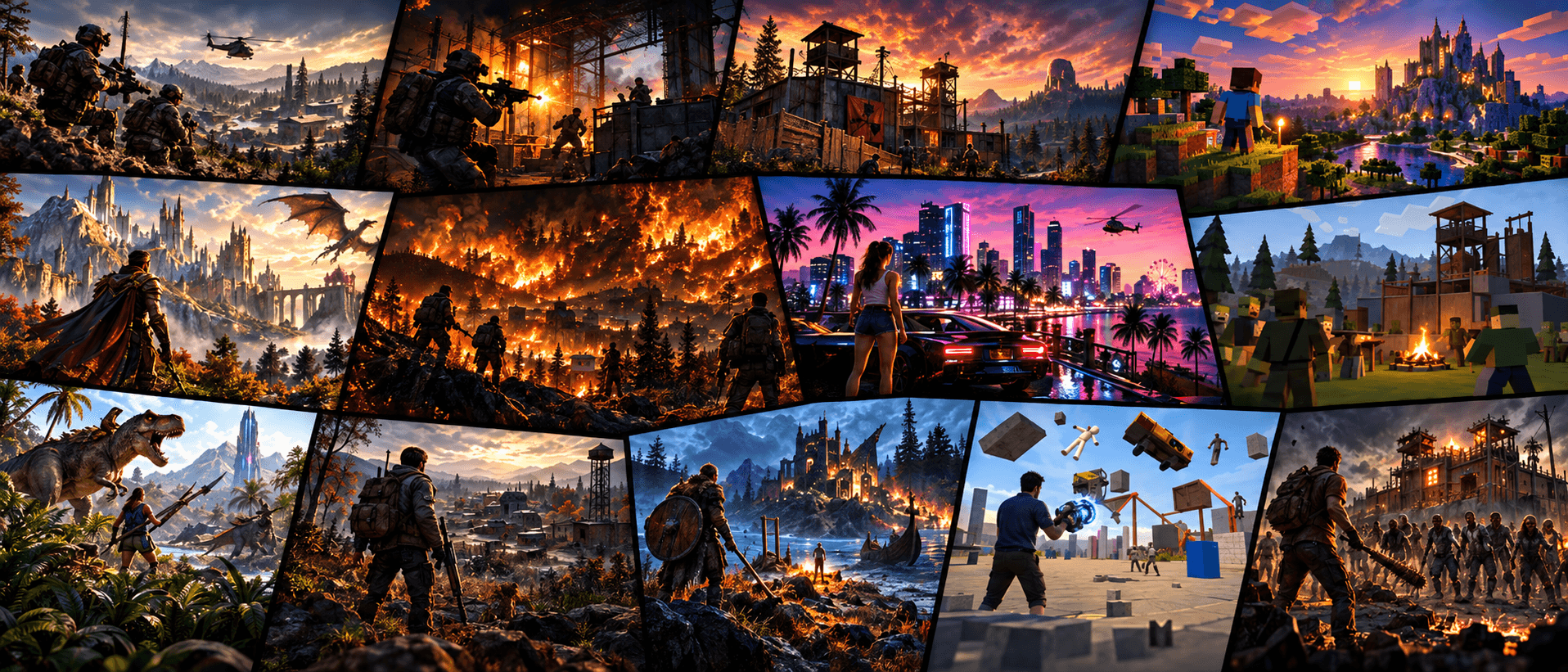 Концепт-арт Era of Flame: панорама игровых миров
